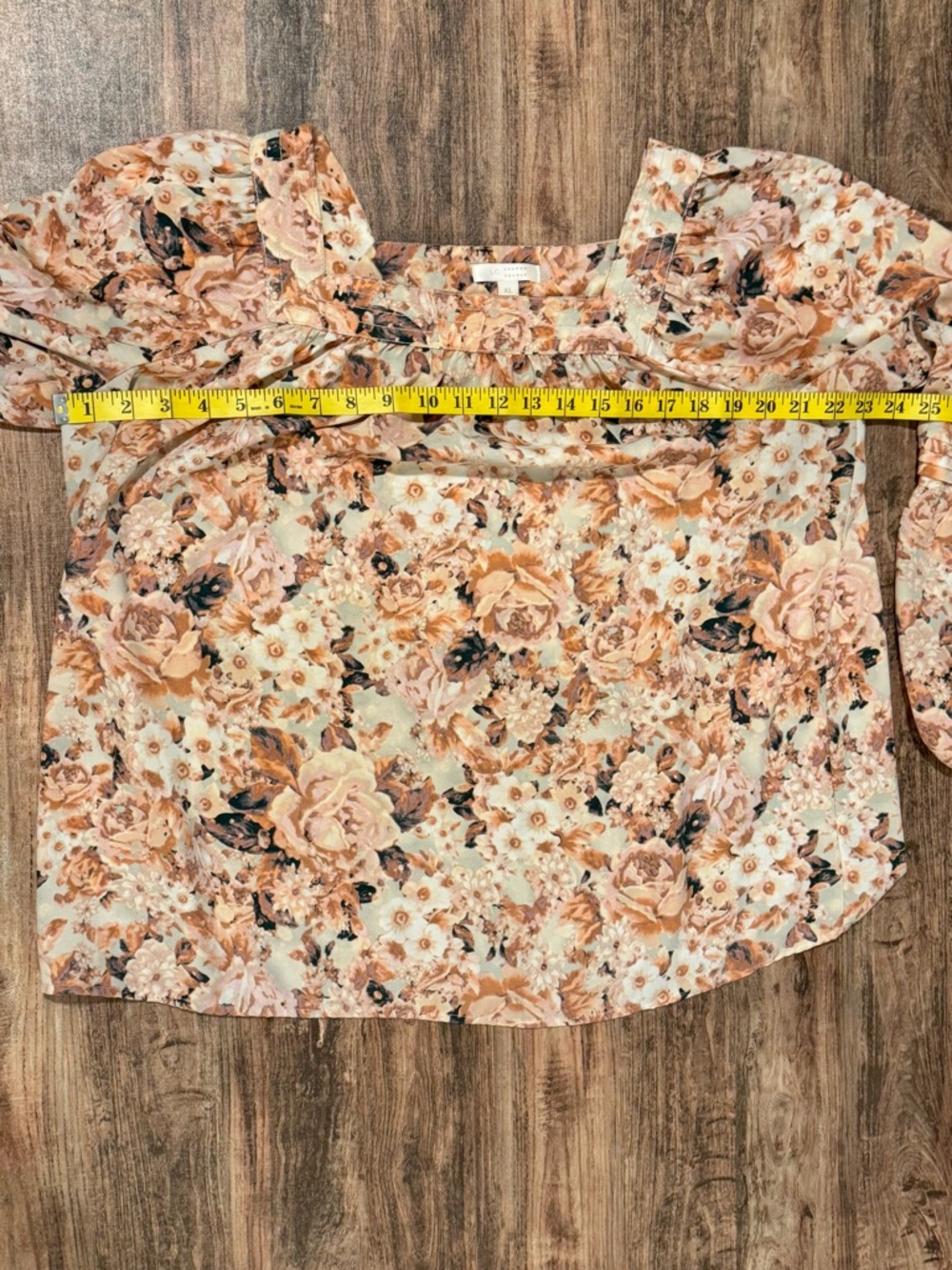 LC Lauren Conrad Peach Floral Square-Neck Blouse - Picture 6 of 10